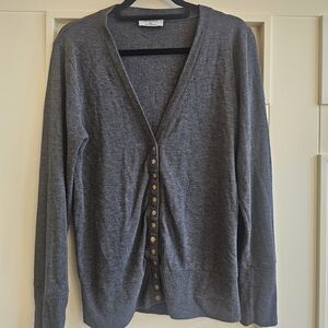 Elegant Charcoal Button-Up Cardigan